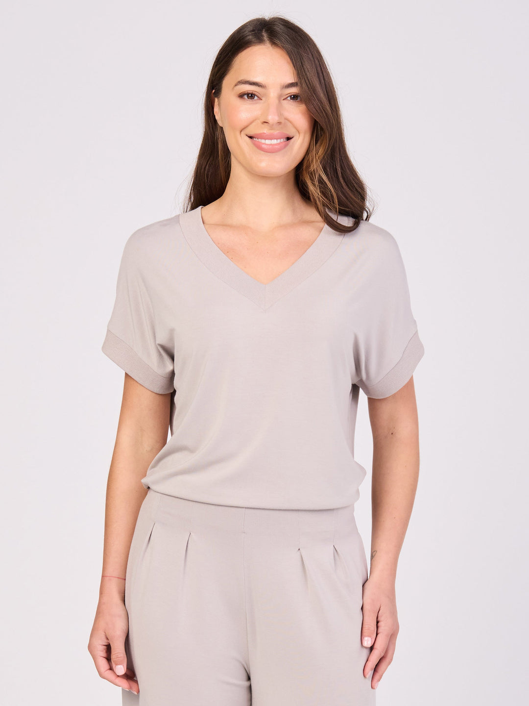 Simone V  Neck Top- Paloma