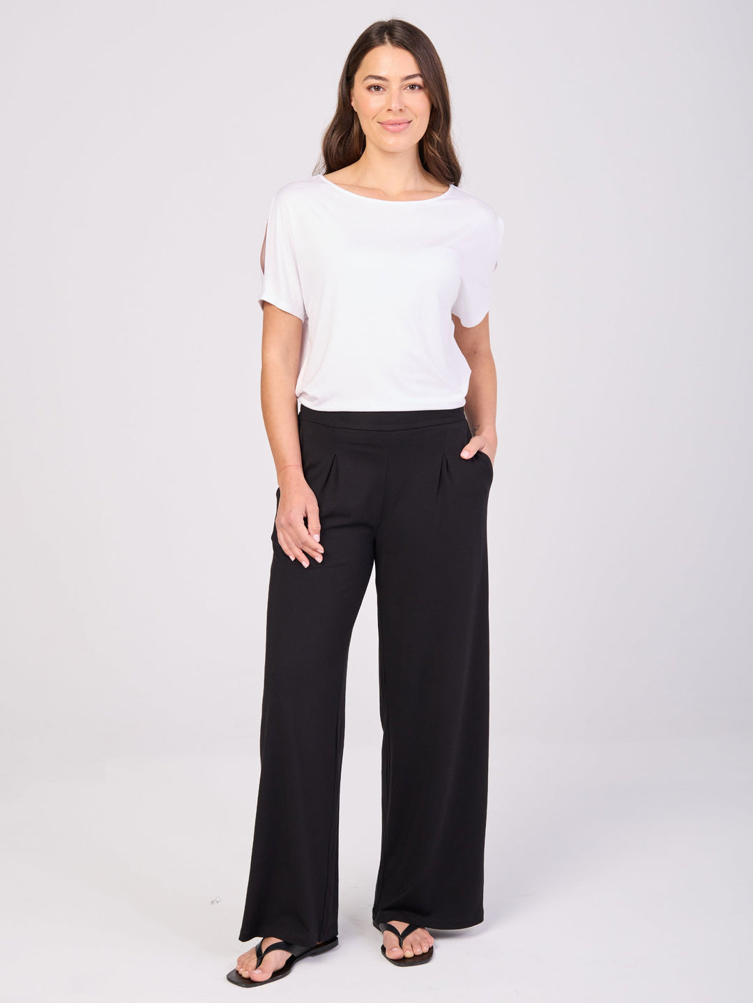 Keyhole Sleeve Luxe Tee - White