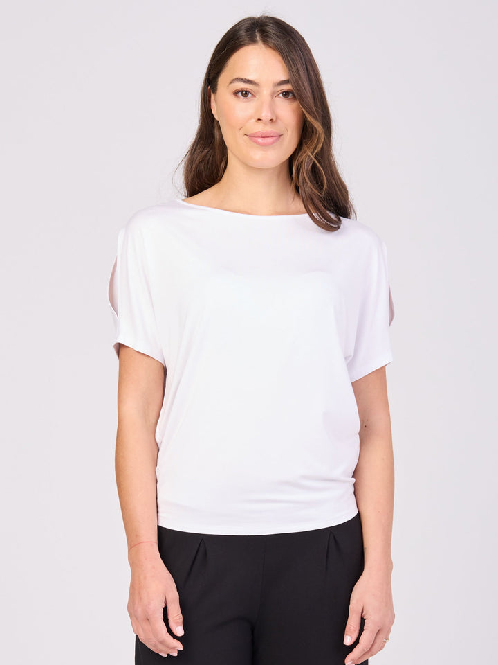 Keyhole Sleeve Luxe Tee - White
