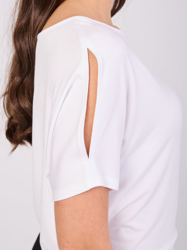 Keyhole Sleeve Luxe Tee - White