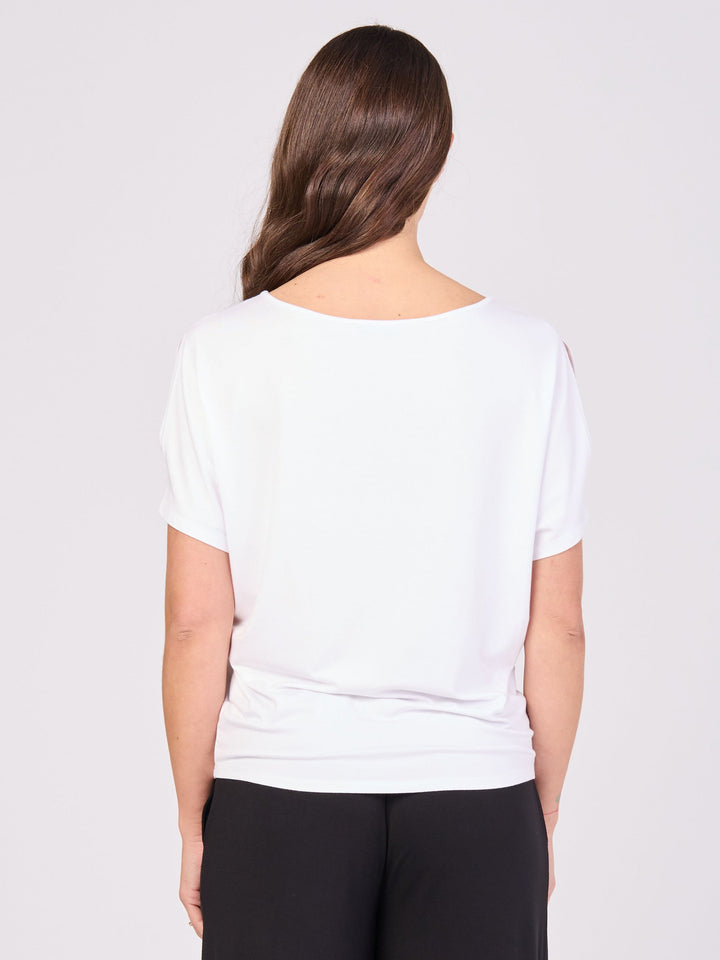 Keyhole Sleeve Luxe Tee - White