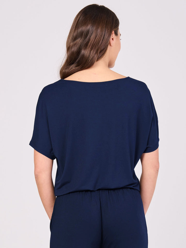 Keyhole Sleeve Luxe Tee - Navy