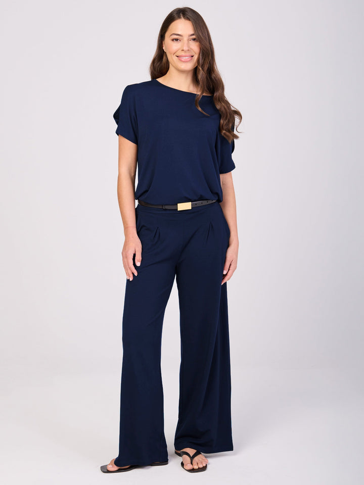 Keyhole Sleeve Luxe Tee - Navy