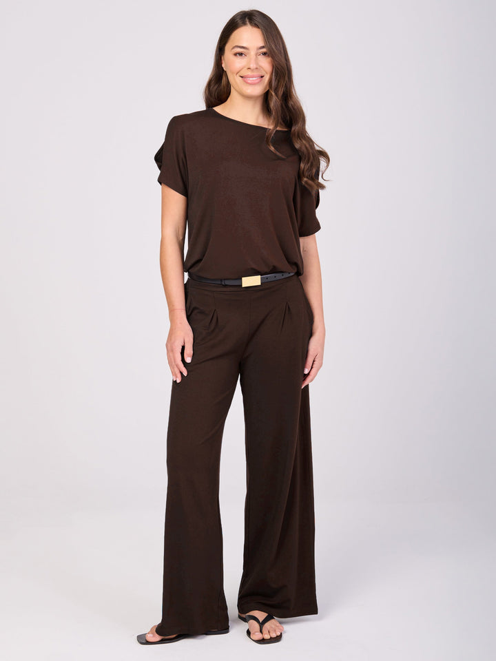 Keyhole Sleeve Luxe Tee - Coffee Bean