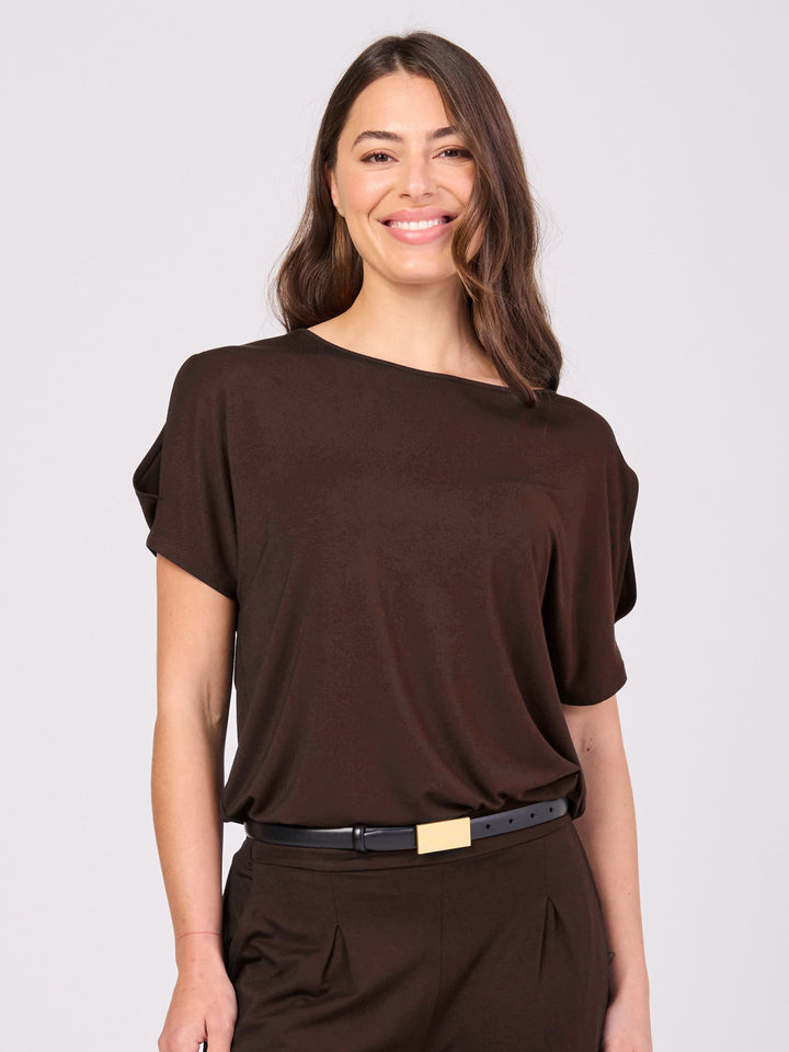 Keyhole Sleeve Luxe Tee - Coffee Bean