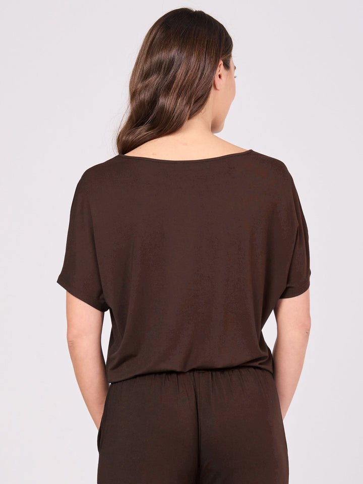 Keyhole Sleeve Luxe Tee - Coffee Bean