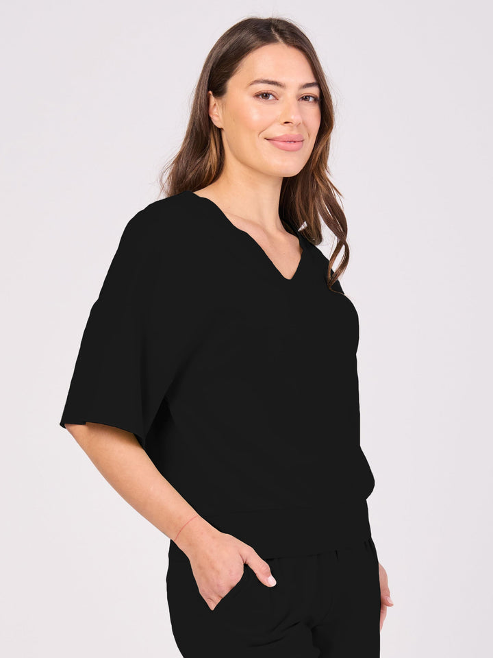 V Neck Sweat  - Black