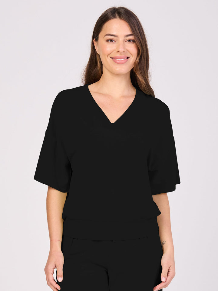 V Neck Sweat  - Black