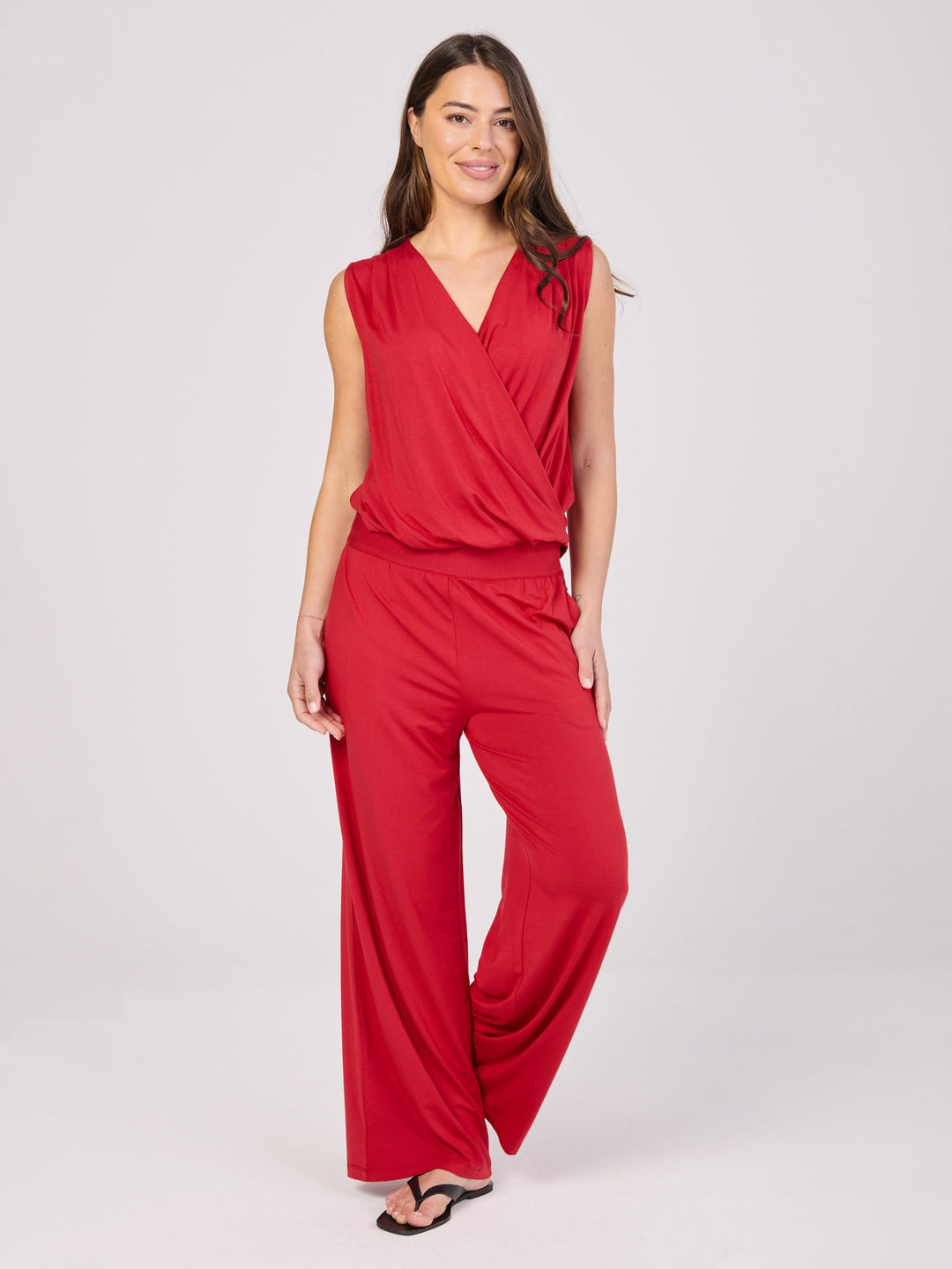 Nomad Modal Wide Leg Pant - Cherry
