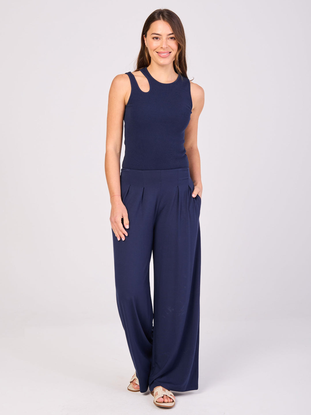 Cut Out Rib Tank - Navy