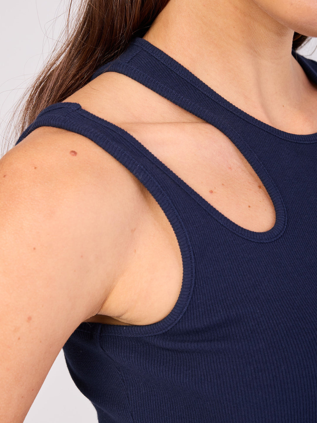 Cut Out Rib Tank - Navy
