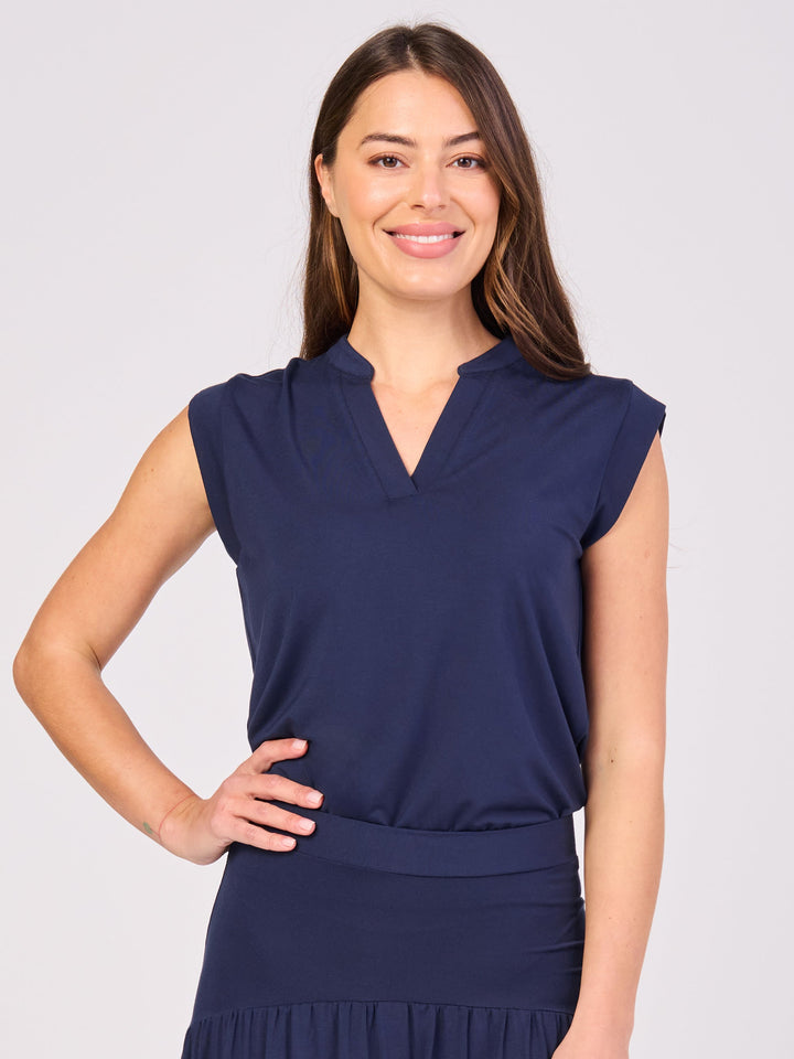 Nero Placket Tee- Navy