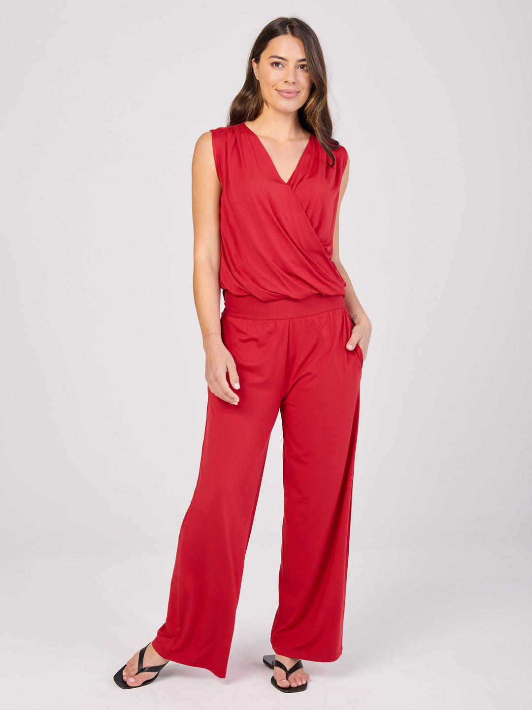 Athena Drape Top - Cherry