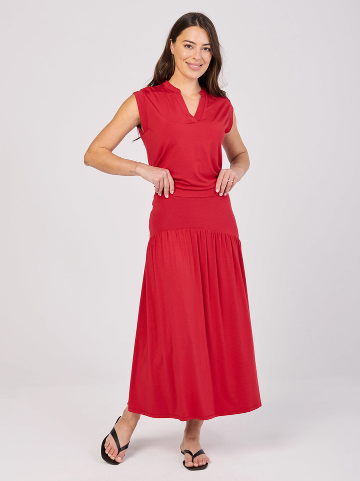 Nero Placket Tee- Cherry