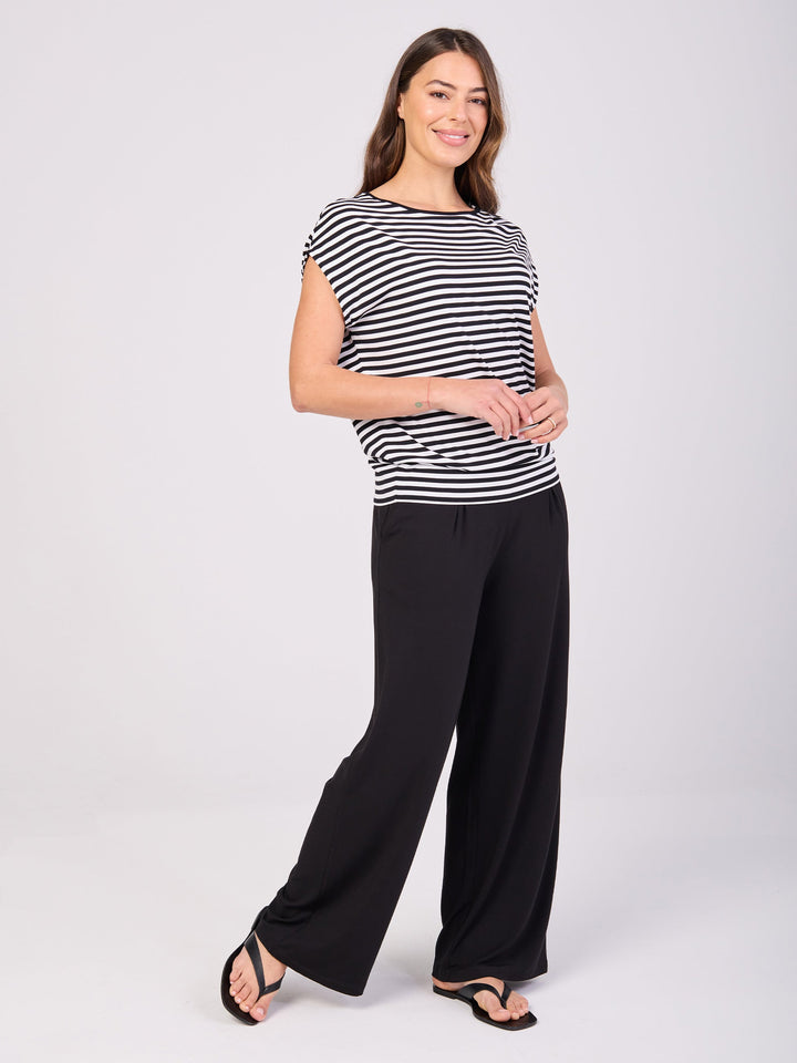 Stripe Modal Luxe Layer Tee - Black