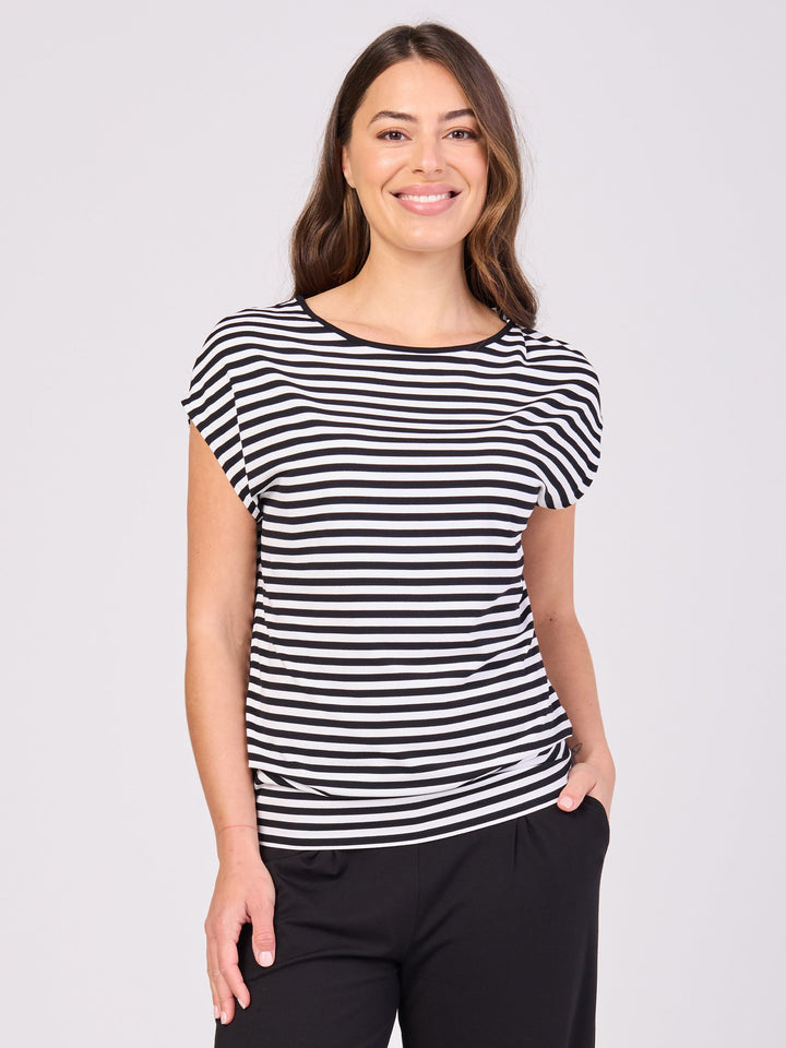 Stripe Modal Luxe Layer Tee - Black