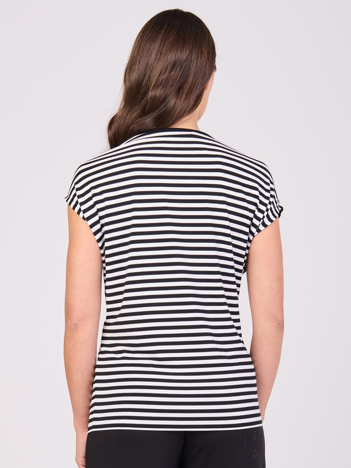 Stripe Modal Luxe Layer Tee - Black