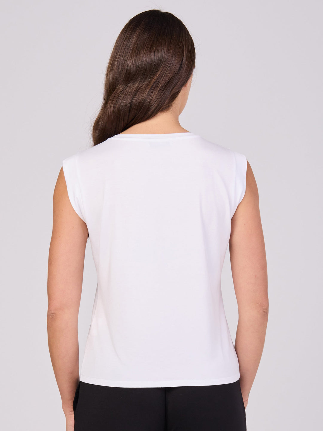 V Neck Modal Cap Sleeve Tee - White