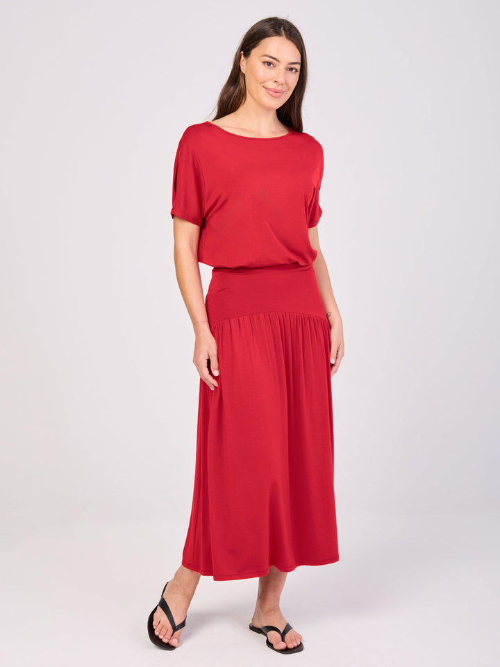 Keyhole Sleeve Luxe Tee - Cherry