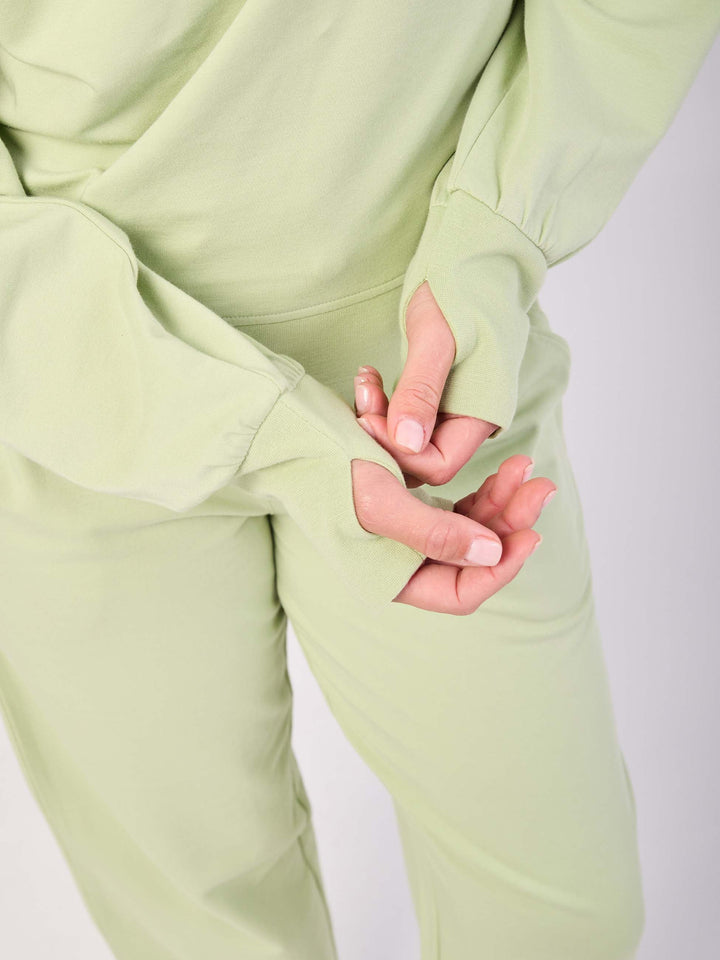 French Terry Off Shoulder Sweatshirt - Matcha Green