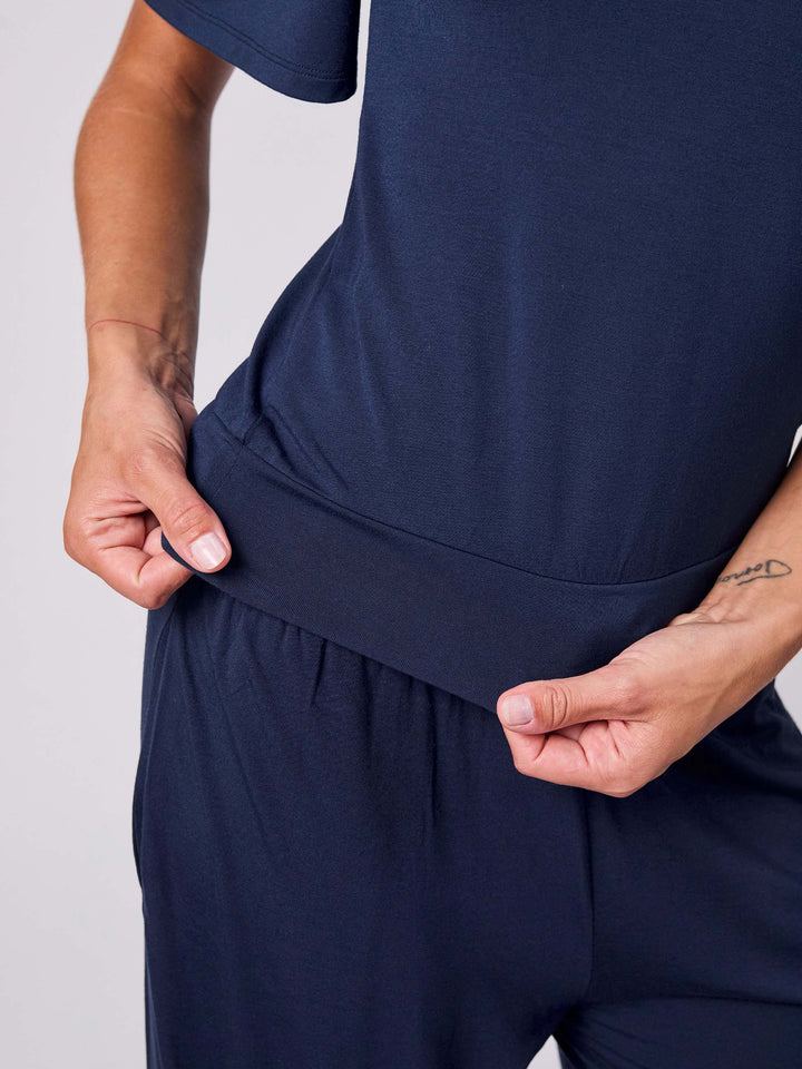 Off Shoulder Bell Sleeve Top - Navy