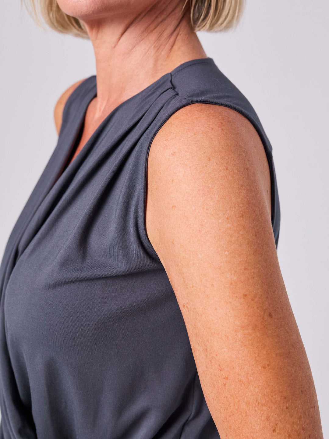 Athena Drape Top - Charcoal