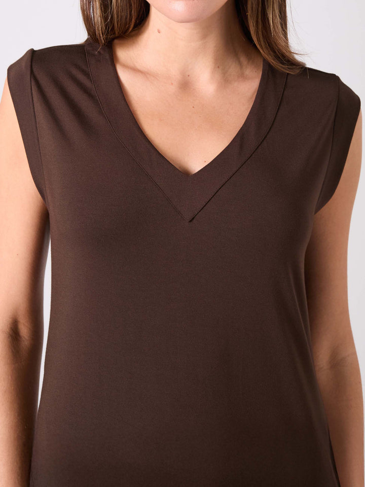 Everly V Neck Maxi  Dress - Coffee Bean