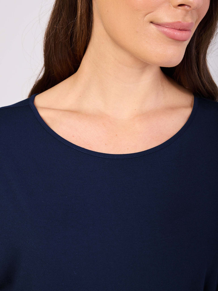 Keyhole Sleeve Luxe Tee - Navy