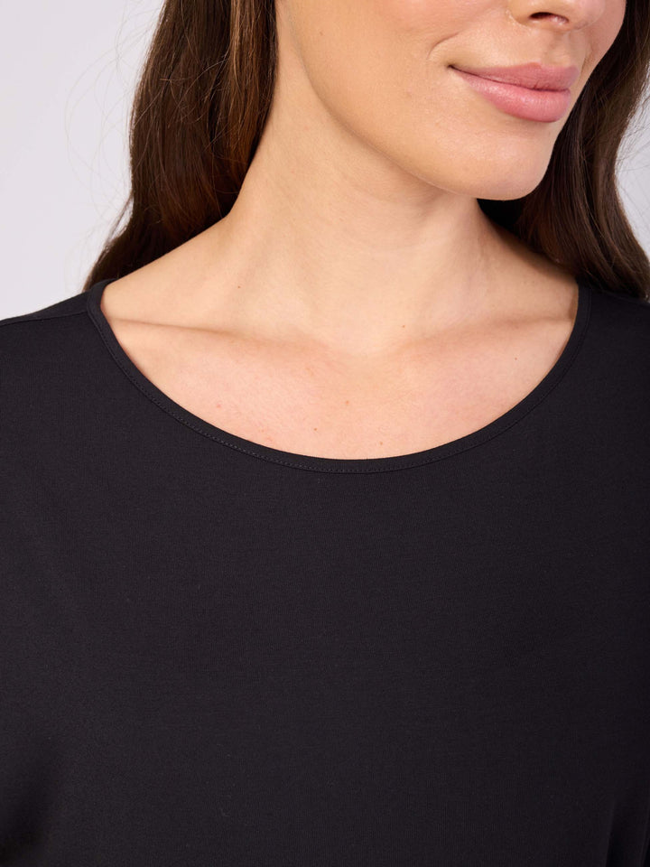 Keyhole Sleeve Luxe Tee - Black