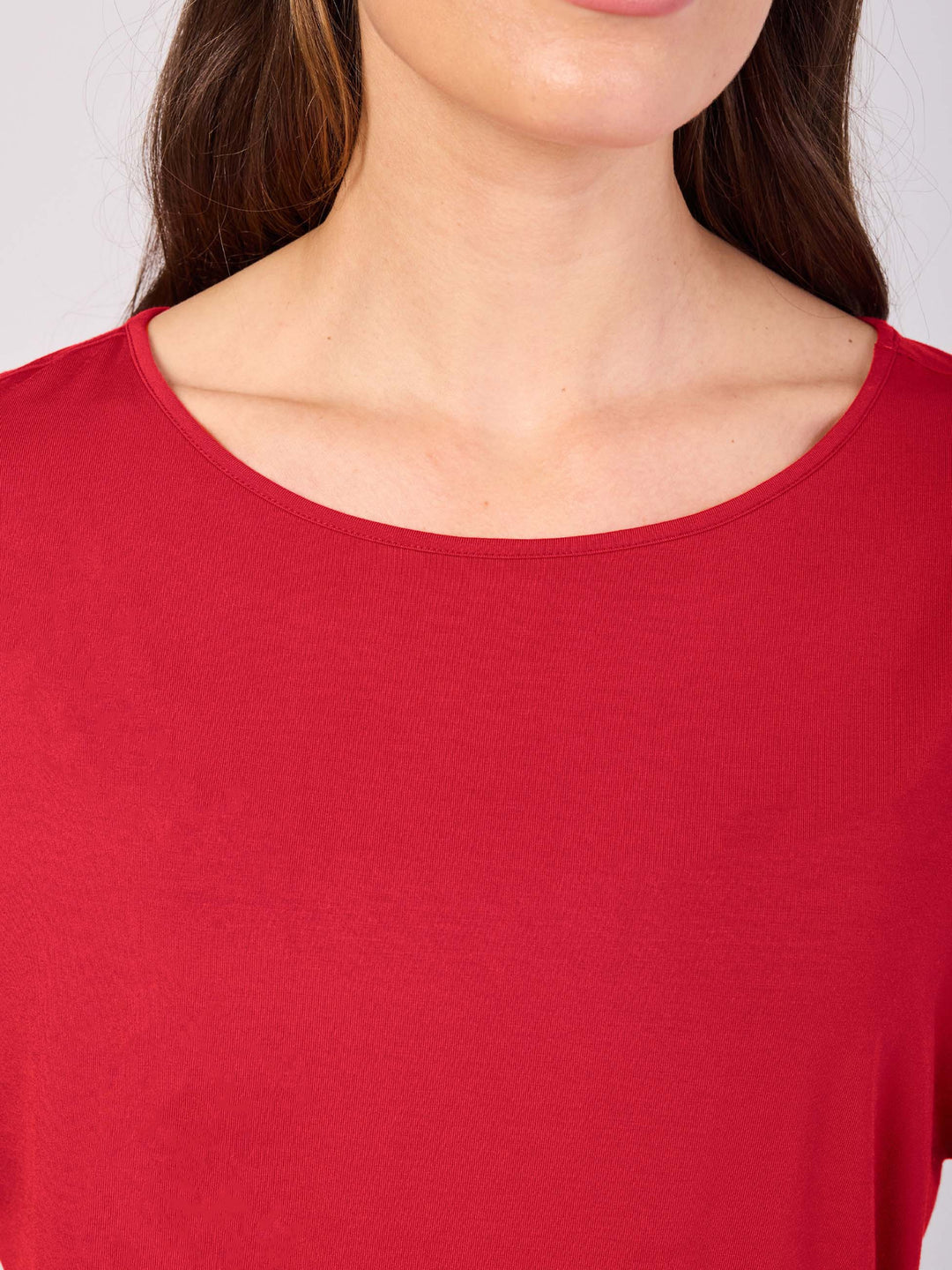 Keyhole Sleeve Luxe Tee - Cherry