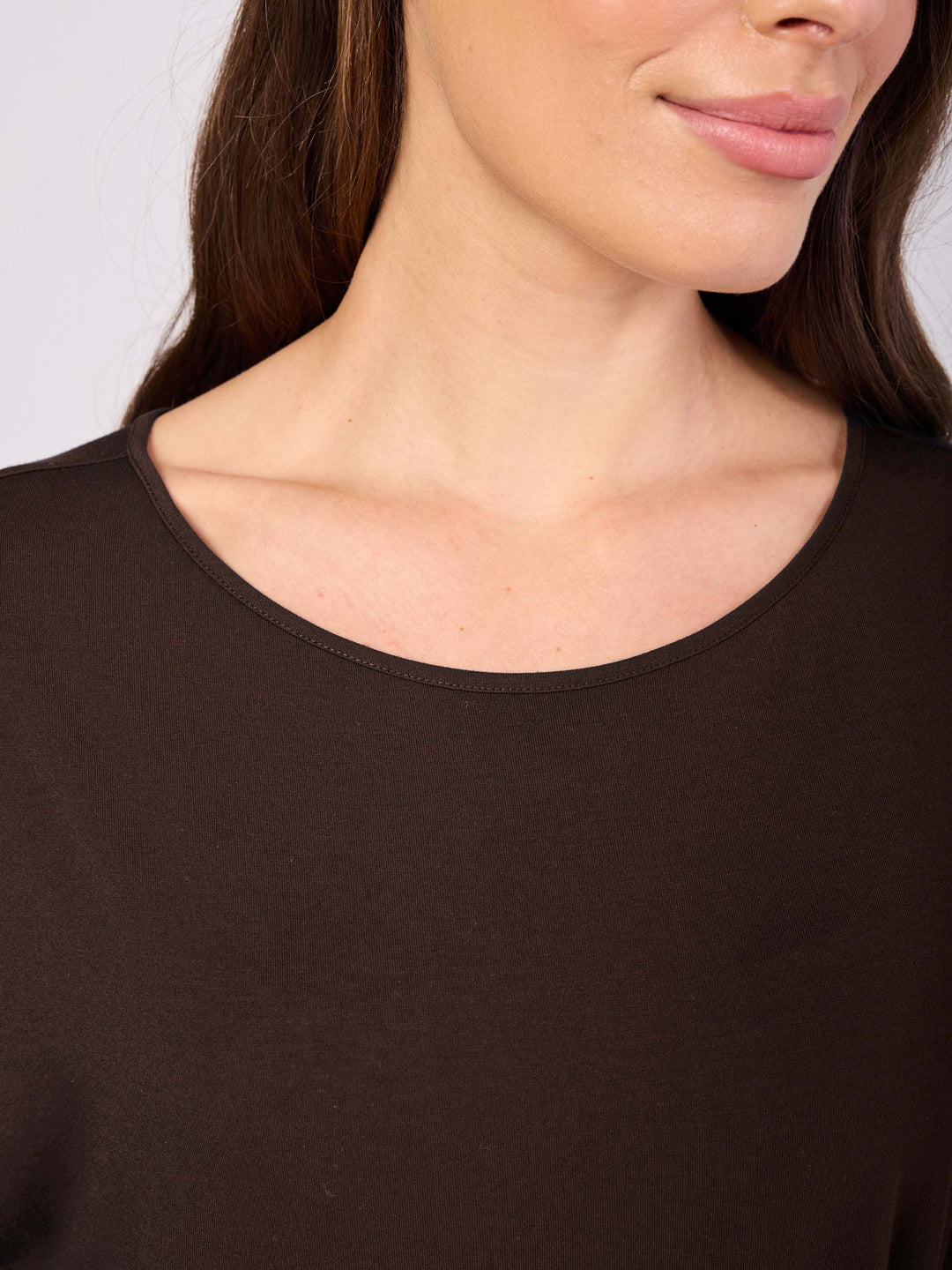 Keyhole Sleeve Luxe Tee - Coffee Bean