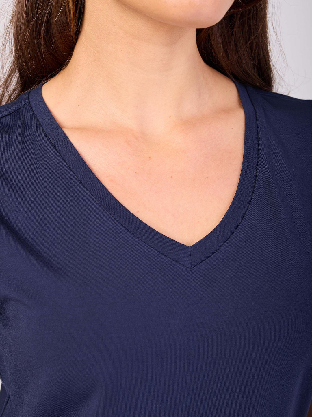 V Neck Modal Cap Sleeve Tee - Navy