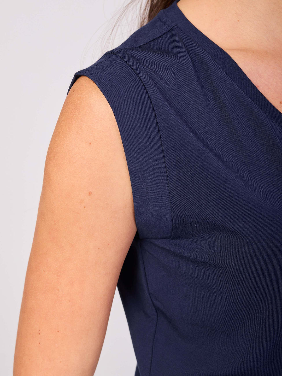 V Neck Modal Cap Sleeve Tee - Navy