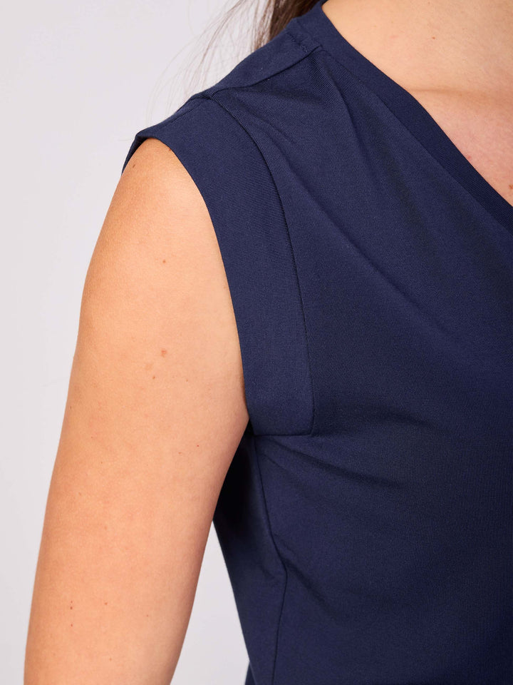 V Neck Modal Cap Sleeve Tee - Navy
