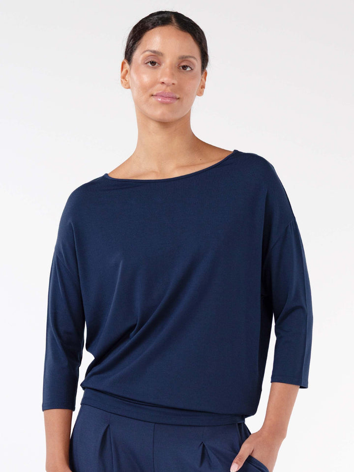 Modal Luxe Layer Tee  3/4 Sleeve - Navy