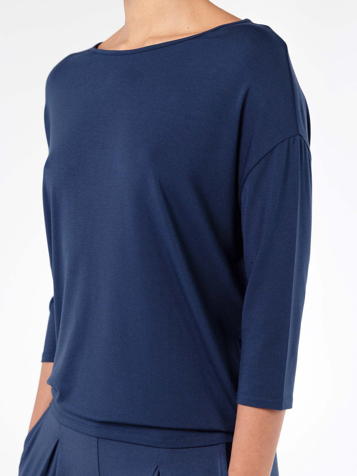 Modal Luxe Layer Tee  3/4 Sleeve - Navy