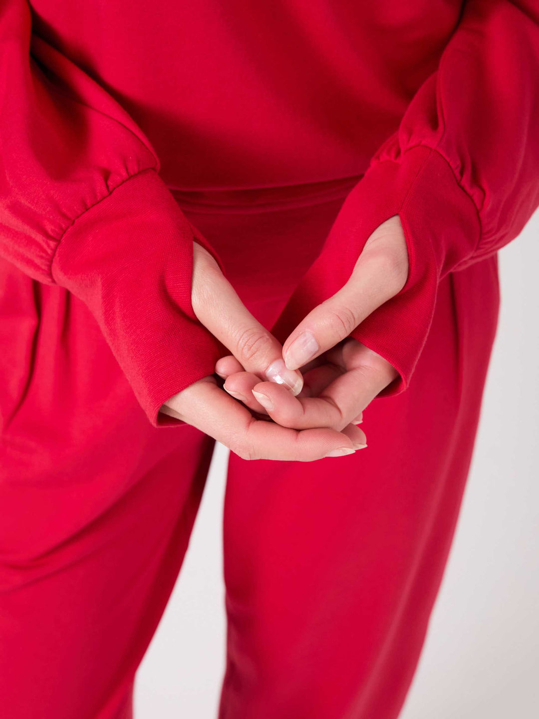 French Terry Off Shoulder Sweatshirt  - Cherry