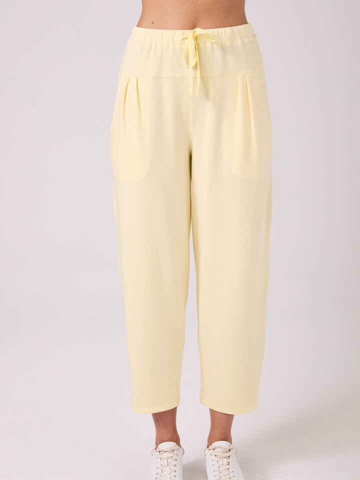 Kyoto Ankle Length French Terry Jogger - Pastel Yellow