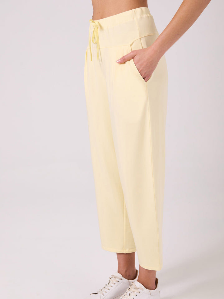 Kyoto Ankle Length French Terry Jogger - Pastel Yellow
