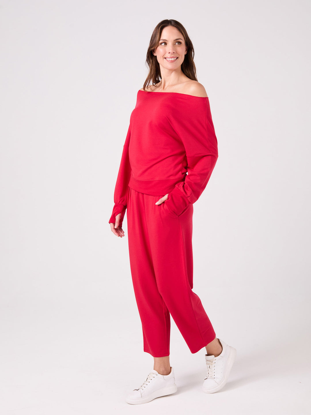 Kyoto Ankle Length French Terry Jogger - Cherry