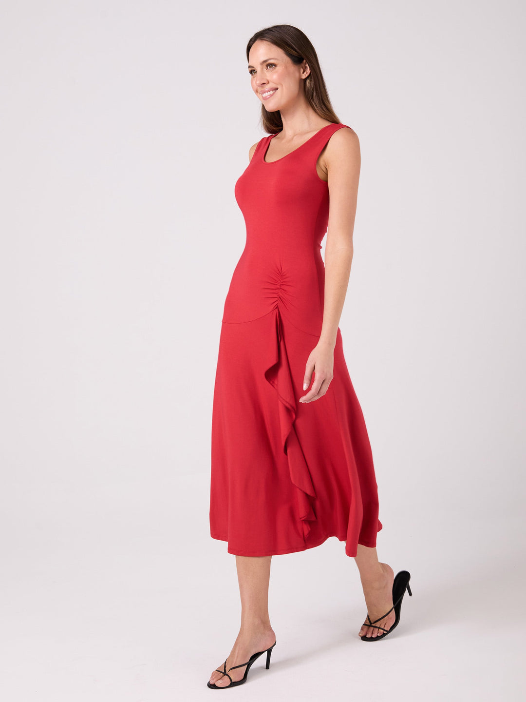 Maria Ruffle Dress - Cherry