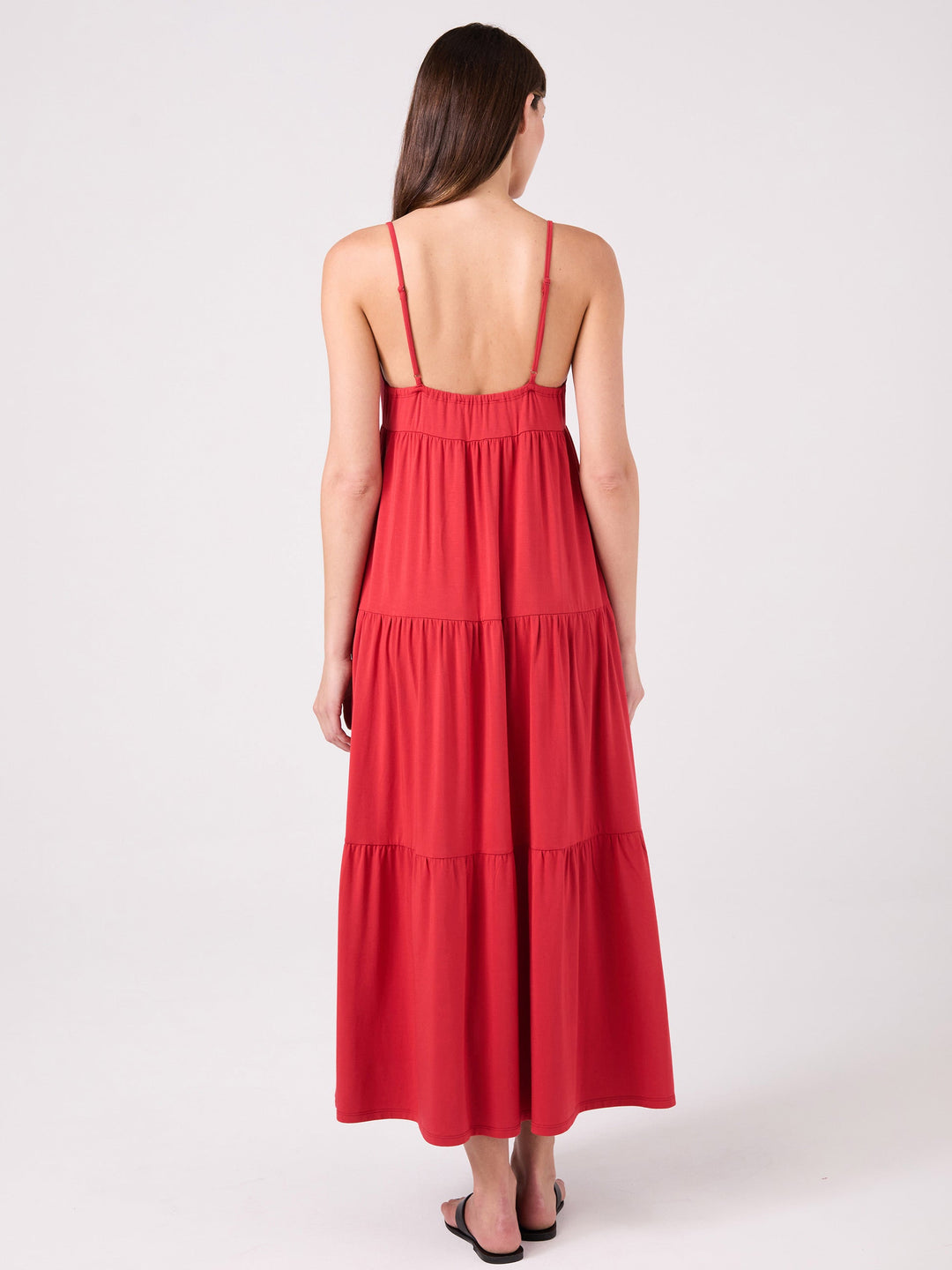 V Neck Gypsy Dress - Cherry