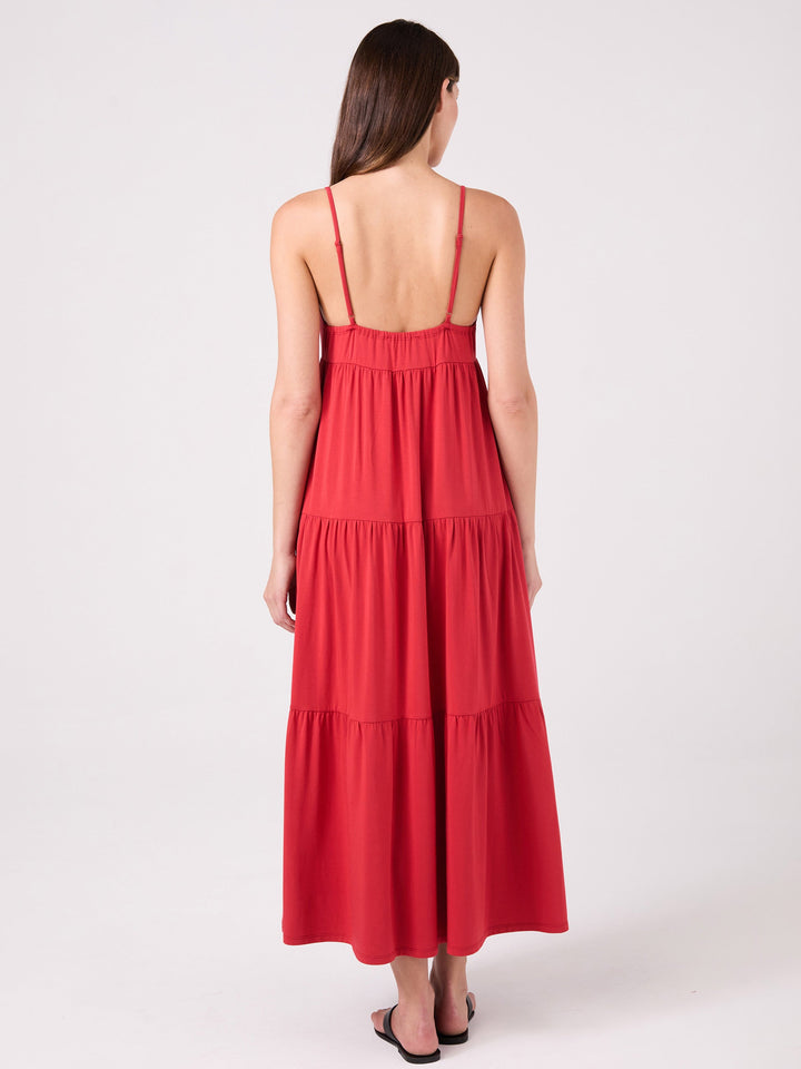 V Neck Gypsy Dress - Cherry