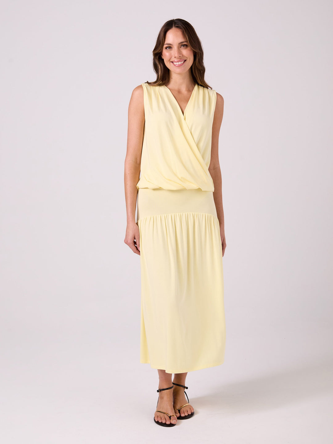 Athena Drape Top - Pastel Yellow