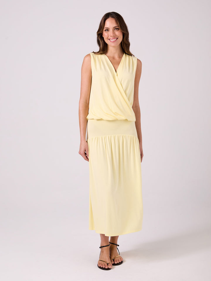 Athena Drape Top - Pastel Yellow