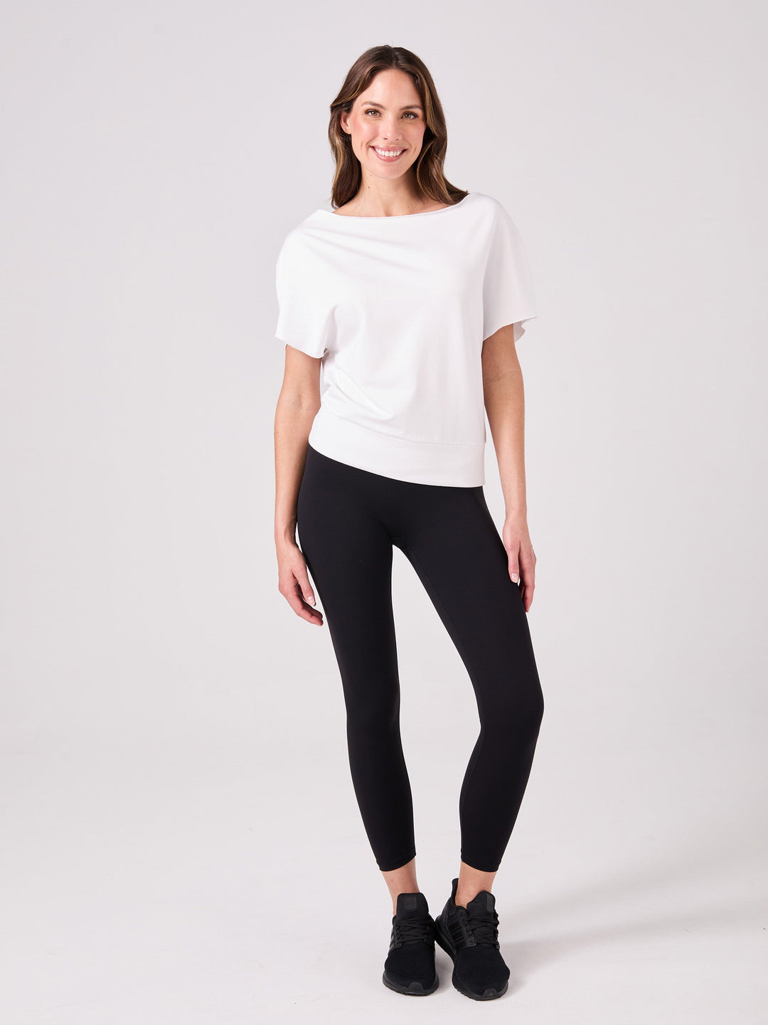 French Terry Short sleeve Off Shoulder Sweatshirt  - White