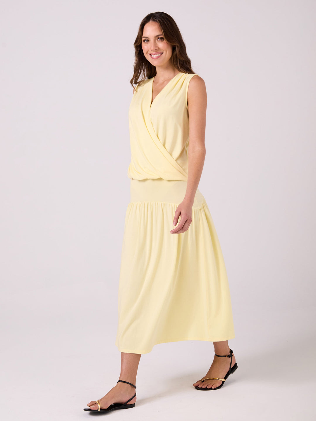 Athena Drape Top - Pastel Yellow