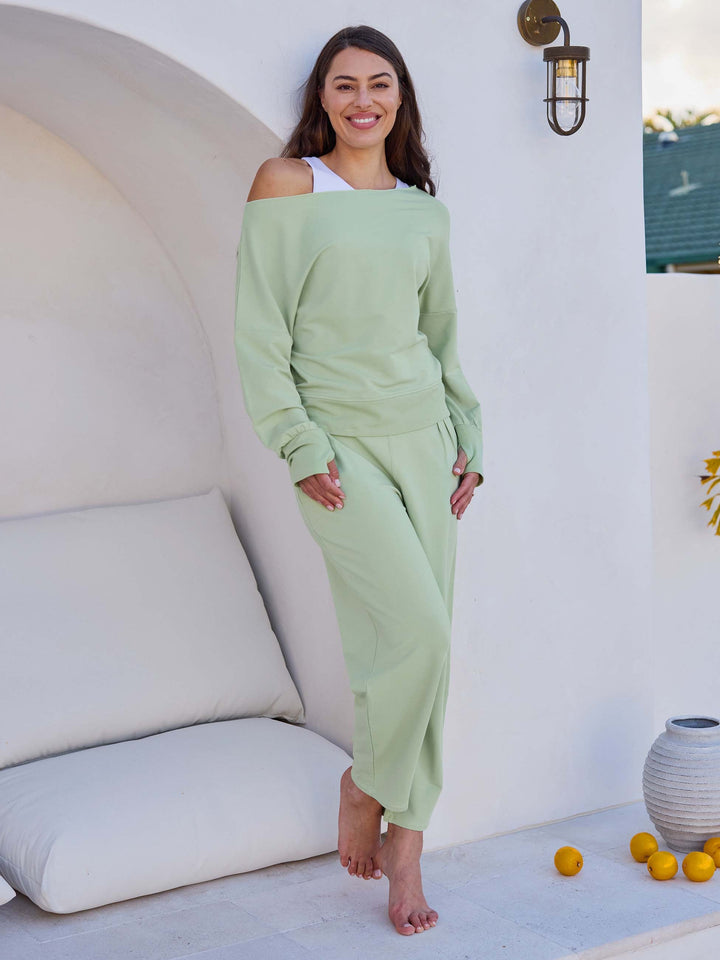 Kyoto Ankle Length French Terry Jogger - Matcha Green