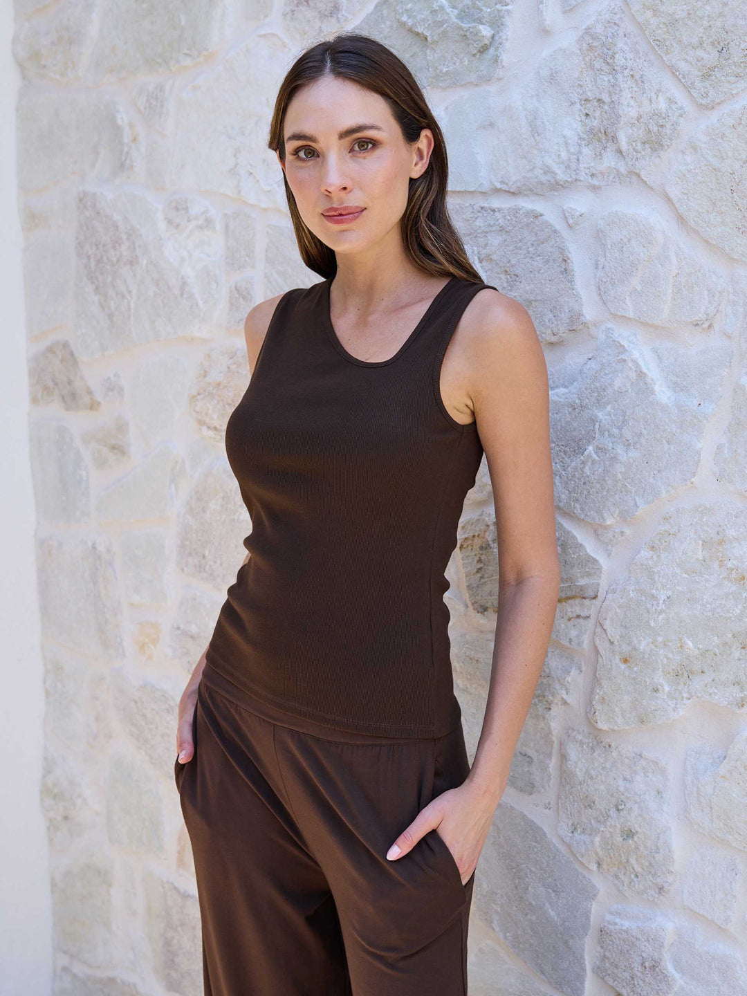 Riva Rib Tank - Coffee Bean