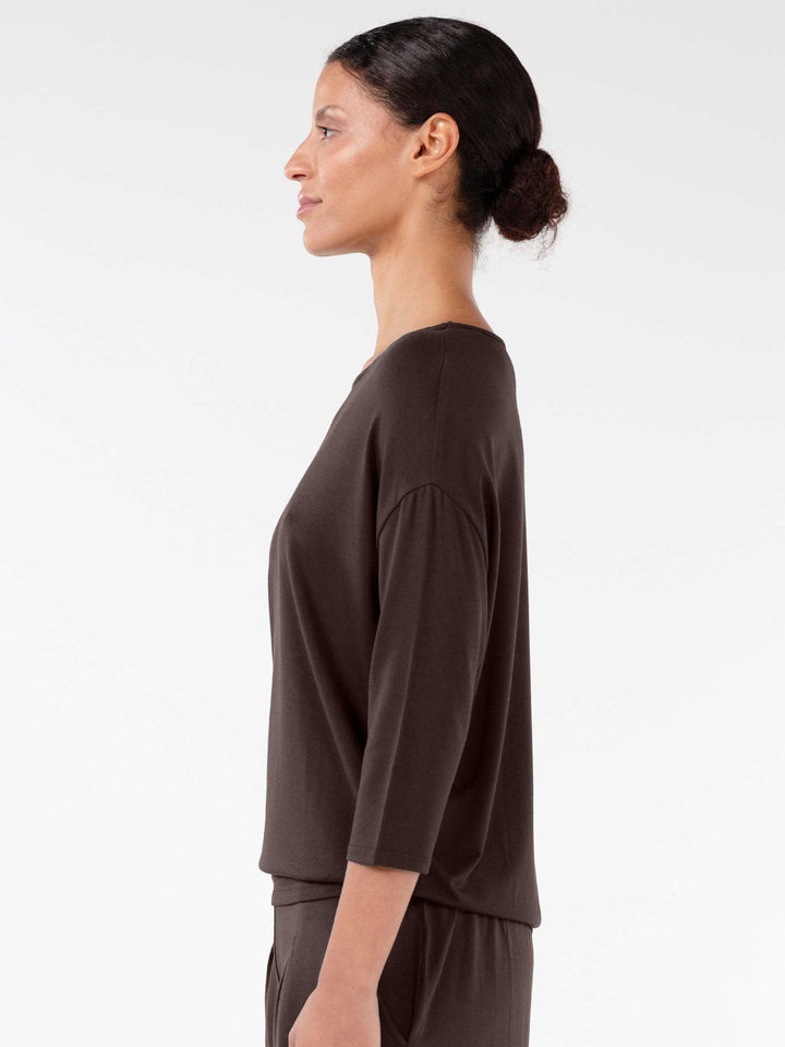 Modal Luxe Layer Tee  3/4 Sleeve - Coffee Bean